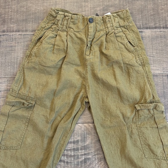 ZARA 100% LINEN CARGO OANTS SIZE S HIGH WAISTED - Picture 3 of 16